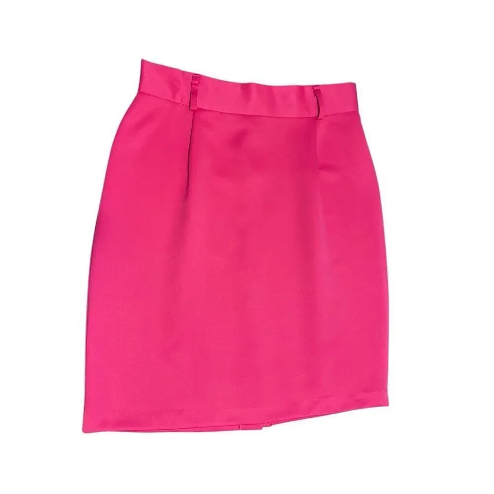 Vintage ELLEN D. Petite Barbiecore Hot Pink Pencil Career Skirt Size 15/16